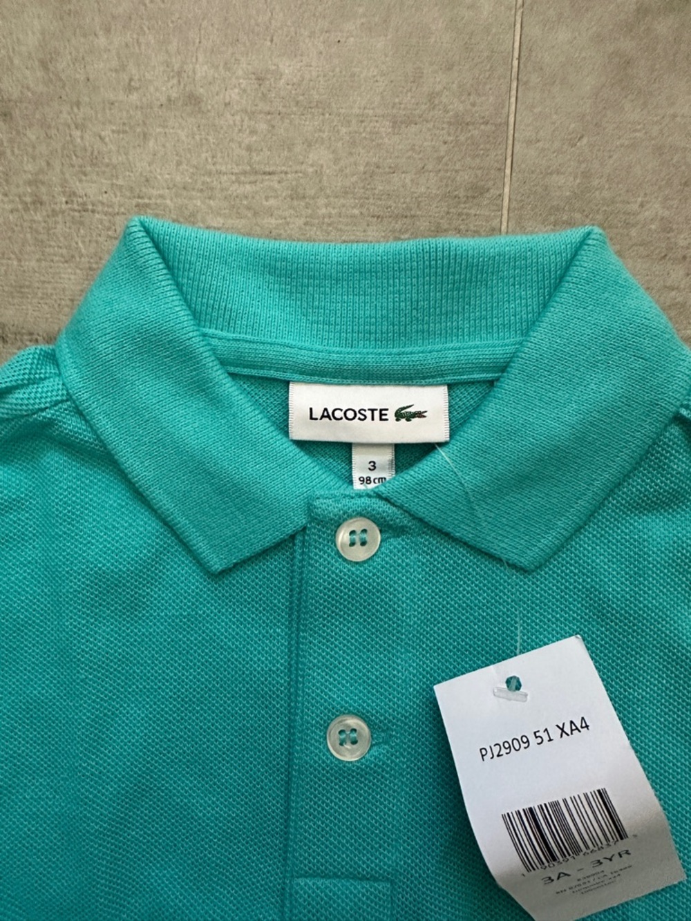Lacoste Kids Short Sleeve Polo in Teal - 3T - NWT - Picture 2 of 4